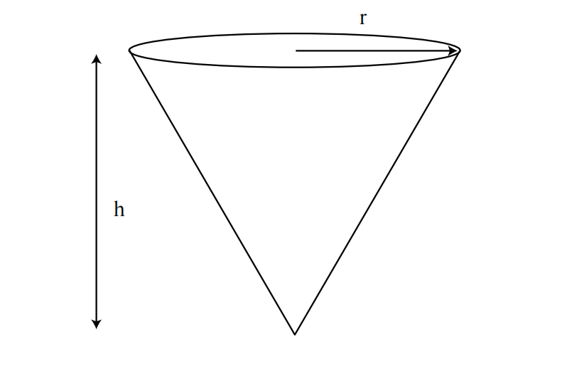 图 2:例 2 的示意图:倒置的圆锥形水箱。