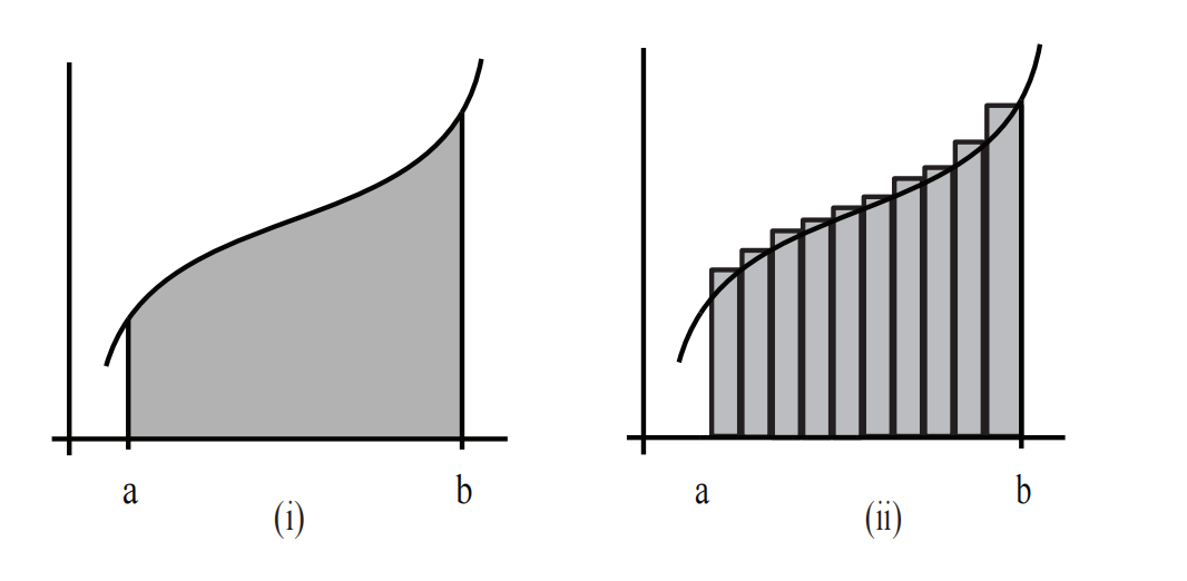 图 1: (i) 曲线下的面积;(ii) 矩形面积的和